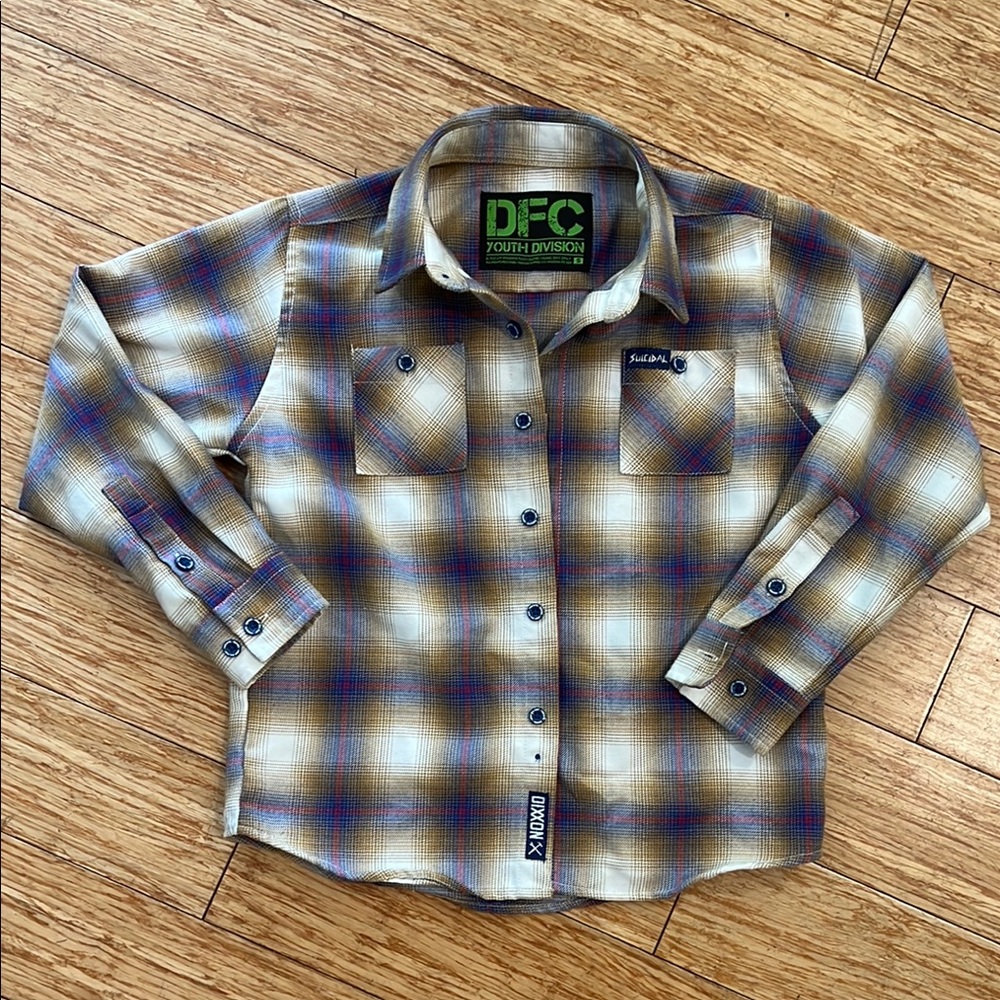 DIXXON Brown Button Down Shirt Plaid Design
